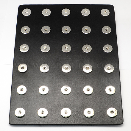 真鍮スナップ付きレザースプリングスナップディスプレイ  ブラック  270x210x5mm  穴：6mm  5~6 mmのノブでフィットスナップボタン SNAP-Q005-01B-1
