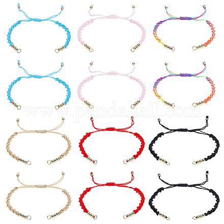 Nbeads 12 pcs 6 couleurs bracelets en fil de nylon tressé à moitié finis AJEW-NB0003-62-1