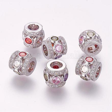 Perles européennes en laiton avec zircone cubique de micro pave ZIRC-G091-25P-03-1