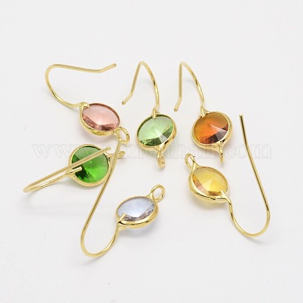 Golden Tone Brass Glass Earring Hooks KK-L117-G-1