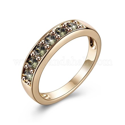 真鍮製マイクロパヴェキュービックジルコニア指輪指輪  薄緑  シャンパンイエロー  ゴールド  usサイズ6（16.5mm） RJEW-BB32079-C-6-1