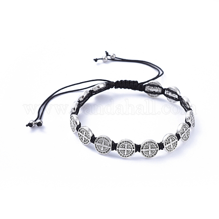 Bracelets de perles de nylon tressés réglables BJEW-JB05178-1