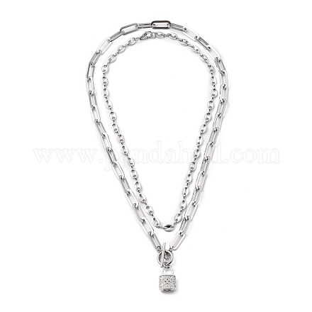 304 Halskette aus Edelstahl-Kaffeebohnenkette und Anhänger-Halsketten NJEW-JN03083-1