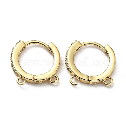 Brass Micro Pave Clear Cubic Zirconia Hoop Earring Findings ZIRC-Q204-02G-1