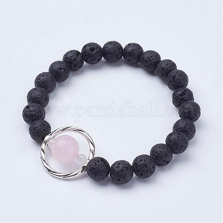 Bracelets extensibles de perles en lave naturelle BJEW-JB02838-04-1