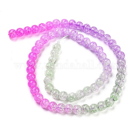 Spray Painted Crackle Glass Beads Strands DGLA-C002-6mm-08-1