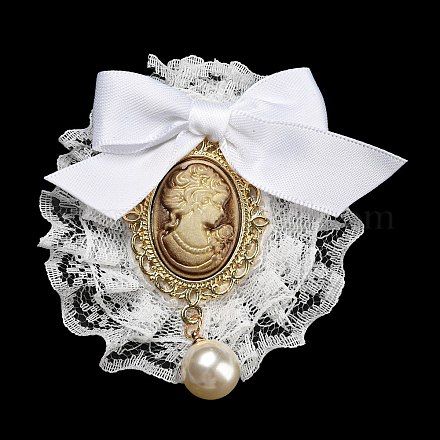 Romantic Classic Polyester Lace Bowknot Brooch for Women JEWB-B011-02C-1