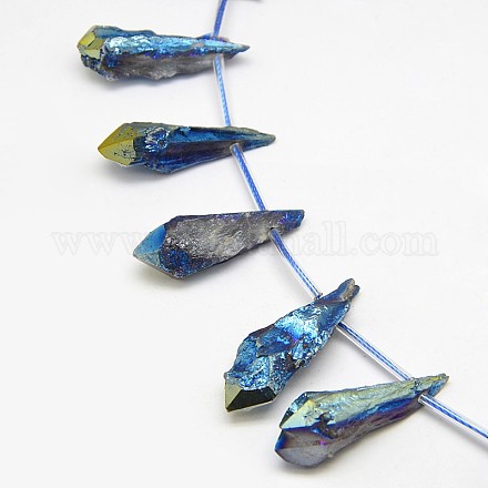 Electroplate de piedras preciosas abalorios de cristal de cuarzo natural hebras G-L135-08-1