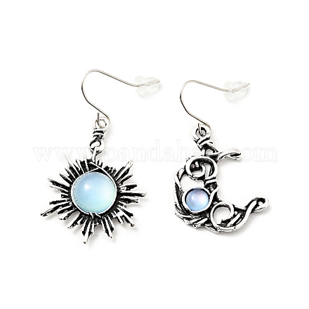 Boucles d'oreilles asymétriques lune et soleil en perles de résine EJEW-C036-01A-1