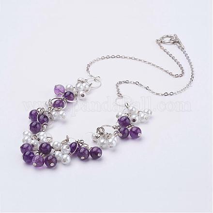 Natural Amethyst Beads Necklaces NJEW-JN01887-05-1