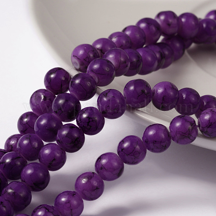 Spray Painted Glass Round Beads Strands X-DGLA-R004-6mm-29-1