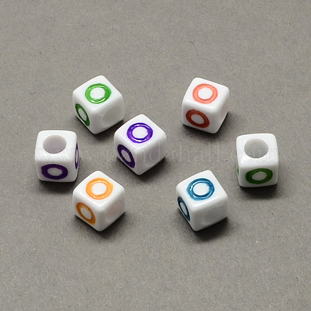 Perline europee di grandi dimensioni con lettere acriliche colorate SACR-Q104-02O-1