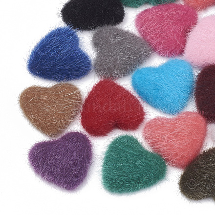 Faux Mink Fur Covered Cabochons WOVE-N006-13-1