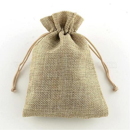 ポリエステル模造黄麻布包装袋巾着袋  淡い茶色  18x13cm ABAG-R004-18x13cm-05-1