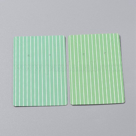 厚紙のアクセサリーディスプレイカード  イヤリング＆ネックレスディスプレイの吊り下げ用  長方形  淡緑色  縞模様  9x6x0.05cm  穴：0.2のCM  100個/袋 CDIS-H002-03-13-1