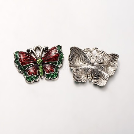 Papillon argent antique pendentifs alliage de strass ton d'émail ENAM-N041-03B-1
