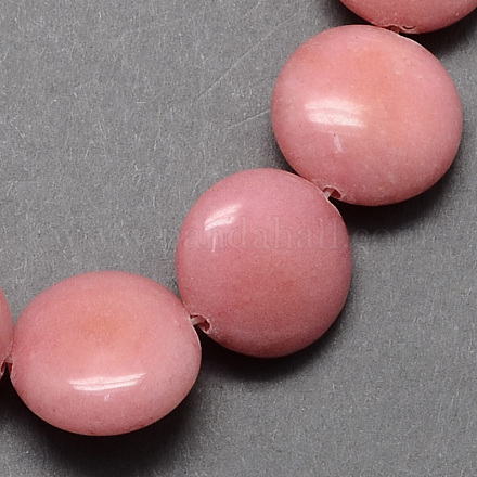 Dyed Flat Round Gemstone Natural Rhodochrosite Stone Beads Strands G-S110-12mm-23-1