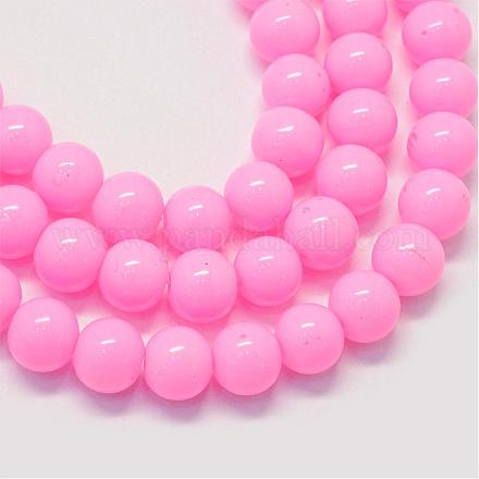 Baking Painted Glass Round Bead Strands X-DGLA-Q020-6mm-03-1