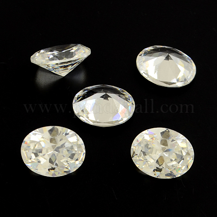 Oval Shaped Cubic Zirconia Pointed Back Cabochons ZIRC-R010-14x10-02-1