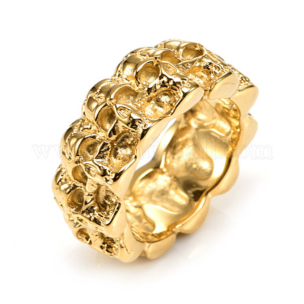 チタン鋼製フィンガー指輪  スカル  ゴールドカラー  usサイズ8（18.1mm） PW-WG88442-05-1