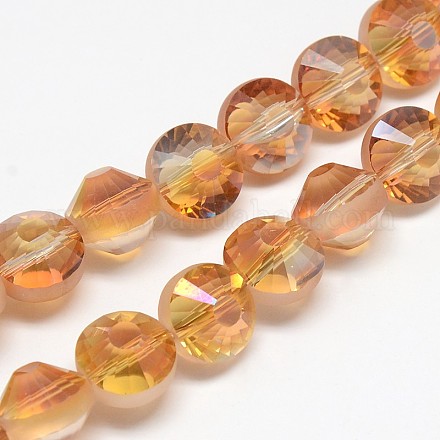 Electroplate Frosted Crystal Glass Bicone Beads Strands EGLA-F038-A05-1