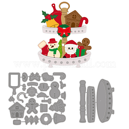 クリスマスのテーマ炭素鋼切断ダイステンシル  DIYスクラップブッキング用  フォトアルバム  装飾的なエンボス紙カード  ステンレス鋼色  クリスマステーマの模様  79~113x74~83x0.8mm  2個/セット DIY-WH0309-1206-1