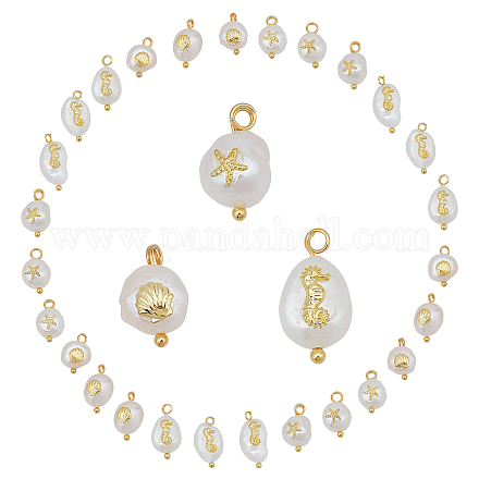 Sunnyclue 30pcs 3 pendentifs en perles de keshi naturelles de style FIND-SC0001-93-1