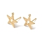 Brass Stud Earring Findings, with Loop, Hollow Star, Real 18K Gold Plated, 13.2x12.7mm, Hole: 1mm, Pin: 0.8x11mm