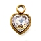 304 Stainless Steel with Rhinestone Pendants, Ion Plating(IP), Heart, Crystal, 9.5x6.5x4.5mm, Hole: 1.6mm