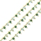 Brass & Glass Link Chain, with Spool, Long-Lasting Plated, Cadmium Free & Lead Free, Soldered, Real 18K Gold Plated, Mixed Color, 3x2x1mm
