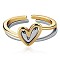 2Pcs Heart Layered Rings, Alloy Heart Rings, Adjustable Love Ring Stackable Finger Rings, Simple Knuckle Rings Jewelry Gift for Women, Platinum & Golden, Inner Diameter: 16.5mm & 17mm, 2pcs/pair