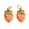Brass Resin Pendants, Carrot Charms, with Jump Ring, Lead Free & Cadmium Free, Long-Lasting Plated, Rack Plating, Real 18K Gold Plated, Orange, 15.5x9.5x5mm, Hole: 3.4mm