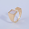 Brass Cuff Rings for Women, Rectangle, with Shell, Golden