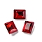 Glass Rhinestone Cabochons, Pointed Back & Back Plated, Faceted, Rectangle, Light Siam, 10x8x5mm