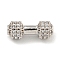 Brass Micro Pave Clear Cubic Zirconia Beads, Dumbbell, Platinum, 6.5x16.5x3.5mm, Hole: 1.8mm