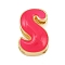 Brass Enamel Beads, Cadmium Free & Lead Free, Rack Plating, Long-Lasting Plated, Real 18K Gold Plated, Letter S, 14x9.5x7mm, Hole: 3x11mm
