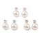 Hypoallergenic Bioceramics Zirconia Ceramic Stud Earrings, with Shell Pearl and Rhinestone, No Fading and Nickel Free, Round, Floral White, 15.5x10mm