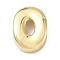 Brass Initial Beads, Real 18K Gold Plated, Long-Lasting Plated, Rack Plating, Lead Free & Cadmium Free, Letter O, 21x14.5x6.5mm, Hole: 8.5x4mm