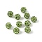 Pave Disco Ball Beads, Polymer Clay Rhinestone Beads, Grade A, Round, Peridot, 8mm, Hole: 1mm