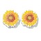 Printed Wood Beads, Sunflower, Gold, 19x18.5x6mm, Hole: 2.5mm