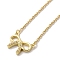 304 Stainless Steel Pendant Necklaces, Brass Micro Pave Clear Cubic Zirconia Pendant Necklaces, Bowknot, 18.70 inch(47.5cm)  Pendant: 13x18mm