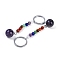 Gemstone Keychain, with Iron Rings, 95~96mm