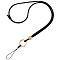 Polyester & Golden Alloy Mobile Straps, Black, 35.2cm