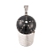 304 Stainless Steel Pendants, Hat Charm, Black & Stainless Steel Color, 39x22x1.5mm, Hole: 8.5x4.5mm