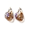 Inner Dried Flower Transparent Resin Pendants, with Brass Finding, Peru, 37.5x22.5x16mm, Hole: 1.6mm
