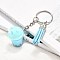 Faux Suede Tassel & Imitation Bubble Tea/Boba Milk Tea Resin Keychain, with Iron Split Key Rings, Light Sky Blue, 81.5mm