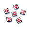 Baking Paint Glass Enamel Beads, Bumpy Square, Colorful, 13.5~14x13.5~14x6.5~7mm, Hole: 1mm