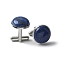 304 Stainless Steel Cuff Buttons, with Natural Lapis Lazuli, for Apparel Accessories, Half Round, 30~31x17.5mm