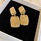 Rectangle Alloy Stud Dangle Earrings, Golden, 55x29mm