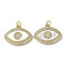 Brass Micro Pave Cubic Zirconia Pendants, with Shell, Eye, Real 18K Gold Plated, 15.5x20x3mm, Hole: 3mm